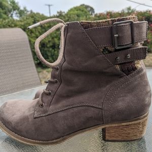 Suede combat lace up boots